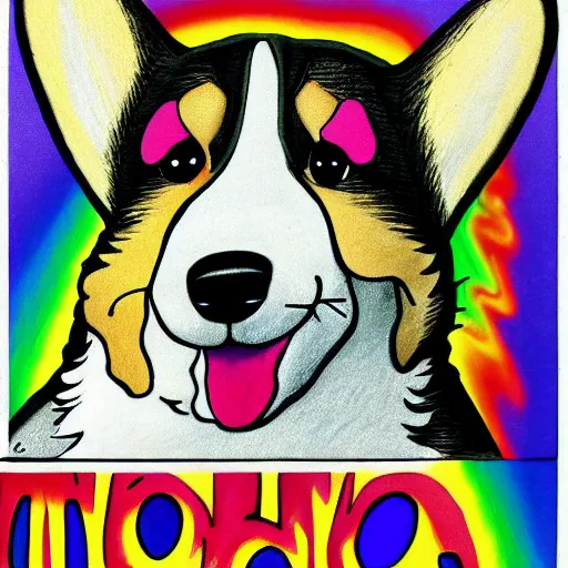 Prompt: corgi puppy, cartoon, pink floyd, illustrated by gerald scarfe, sketchy