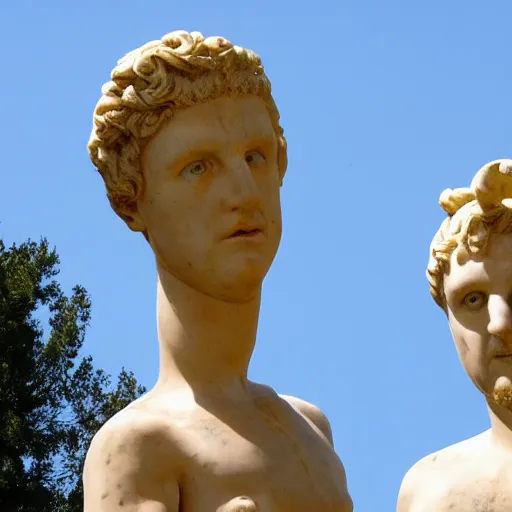 Image similar to tim and eric as roman statues photograph