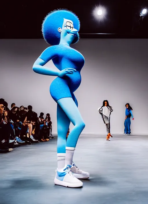 Image similar to hyperrealistic and heavy detailed air jordan runway show of marge simpson, leica sl 2 5 0 mm, vivid color, high quality, high textured, real life