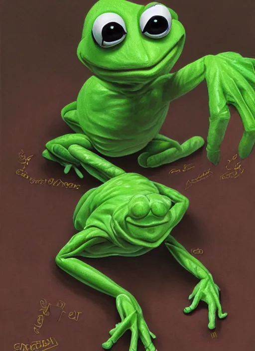 Image similar to portrait of Kermit the frog in Society (1989), highly detailed, centered, solid color background, digital painting, artstation, concept art, smooth, sharp focus, illustration, artgerm, donato giancola, Joseph Christian Leyendecker, Les Edwards, Ed Repka, WLOP, Artgerm