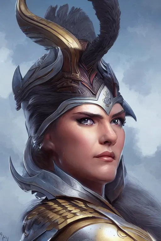 Image similar to amazon valkyrie athena, d & d, fantasy, portrait, highly detailed, headshot, digital painting, trending on artstation, concept art, sharp focus, illustration, art by artgerm and greg rutkowski and magali villeneuve