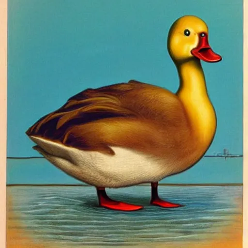 Image similar to don't look at the duck, surrealism, uncomfortable felling