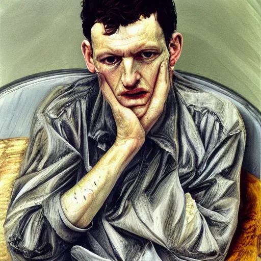 Image similar to high quality high detail painting by lucian freud, hd, ian curtis