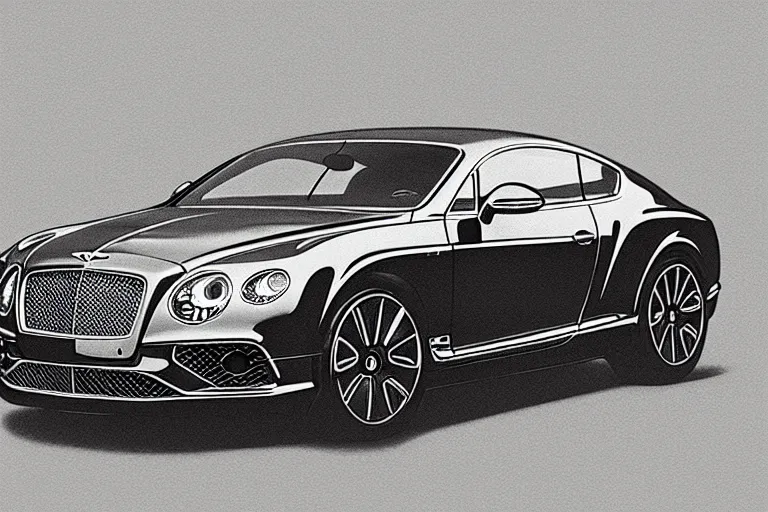 Image similar to Bentley Continental GT, drawing with black helium handle