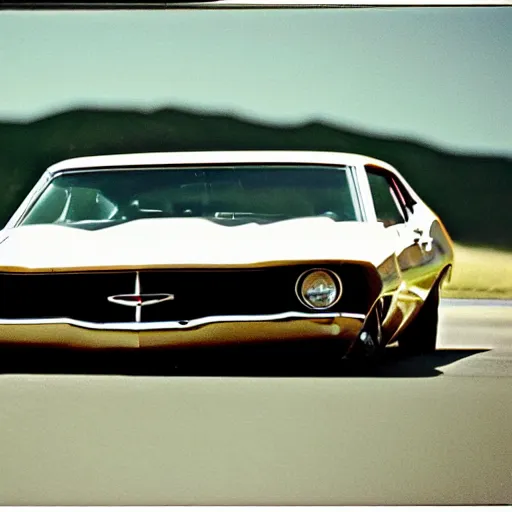 Image similar to still of an american muscle car, film grain