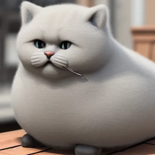 Image similar to a fluffy superrealism roadster in the shape of a fluffy British Shorthair, cool, realistic, 4k, hd, highly detailed