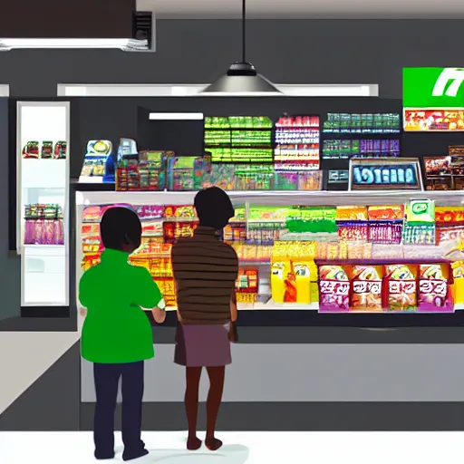 Prompt: A monkey buy some snacks at seven eleven, photorealistic