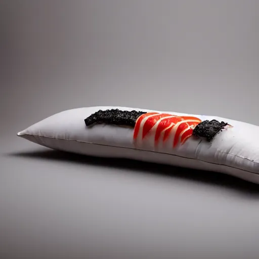 Image similar to a pillow in the shape of sushi, product photography