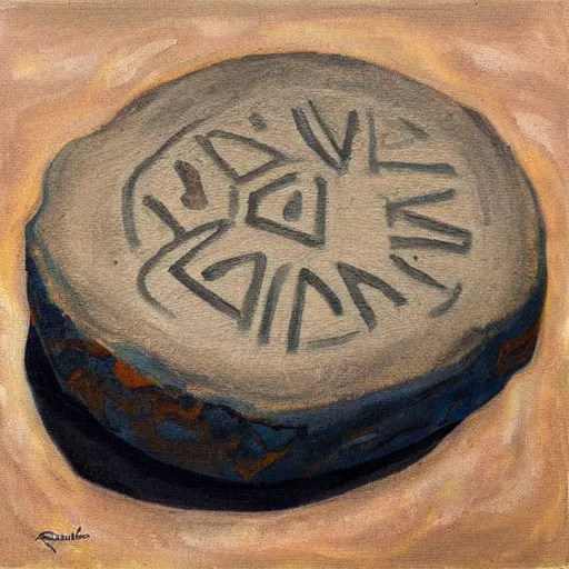 Image similar to runestone, oil painting