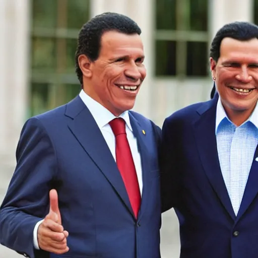 Image similar to spanish president pedro sanchez wearing hugo chavez clothes