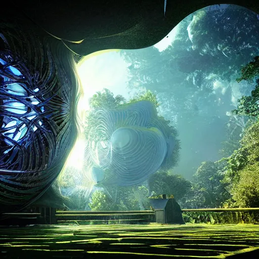 Prompt: sacred geometry photography nature photography cryengine render, by android jones, syd mead, and john stephens