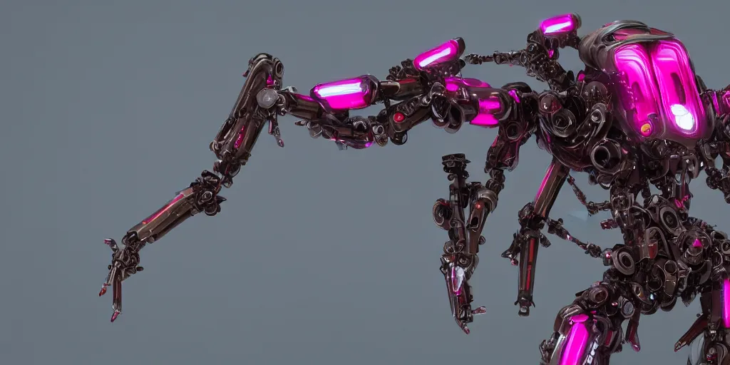 Prompt: a metal insect like of female mecha like beetles is in pink and red collection by merriam, daniel, intricate mechanical details, futuristic, 2 k aesthetic, dramatic lighting, concept art, 4 k, 3 d octane render, provenance, detailed, trending on artstation