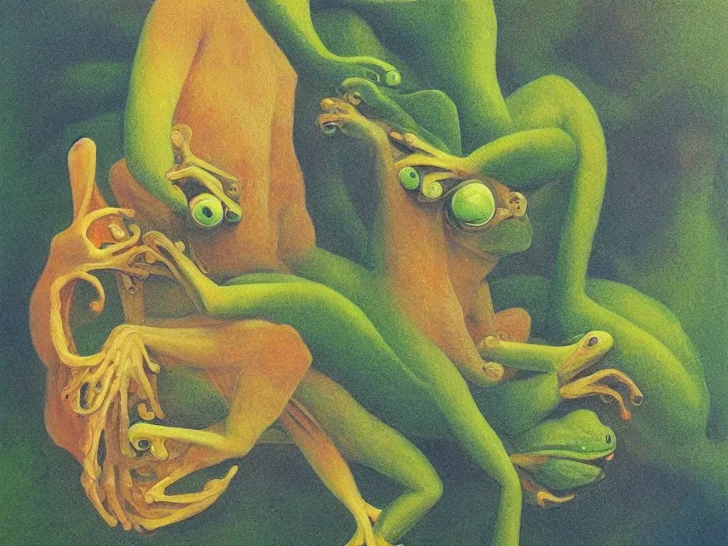 Image similar to the roots of the frog. painting by luigi serafini, agnes pelton