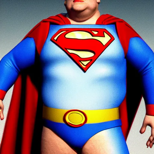 Image similar to an photo of chris farley, dressed like superman, ultra realistic, 8 k