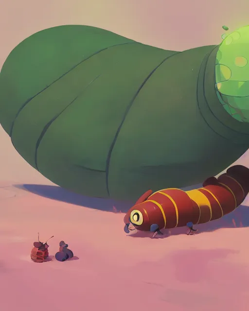 Image similar to a giant caterpillar taking a bath, cory loftis, james gilleard, atey ghailan, makoto shinkai, goro fujita, character art, rim light, exquisite lighting, clear focus, very coherent, plain background, soft painting