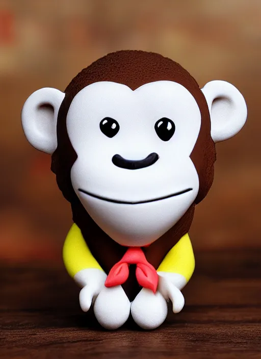 Prompt: monkey cartoon character with tie, 3 d clay figure, kawaii