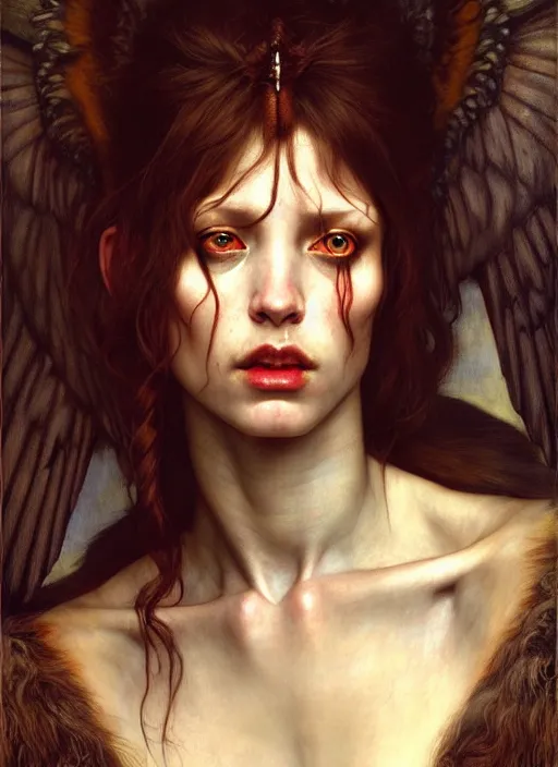 Prompt: harpy, full body, hyper realistic, extremely detailed, dnd character art portrait, dark fantasy art, intricate fantasy painting, dramatic lighting, deviantart artstation, by edgar maxence and caravaggio and michael whelan and delacroix.