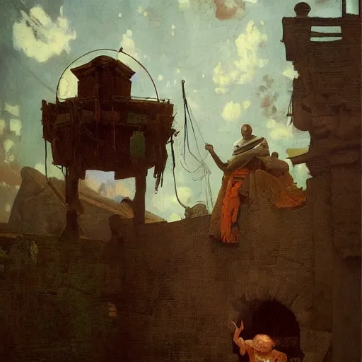 Prompt: !!!!! illustrated by johannes vermeer, greg rutkowski, gaston bussiere, van gogh, davinci, and zdzisław beksinski, award - winning, cgsociety contest winner