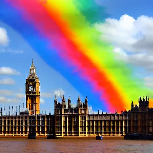 Image similar to Westminster palace painted the colours of the rainbow