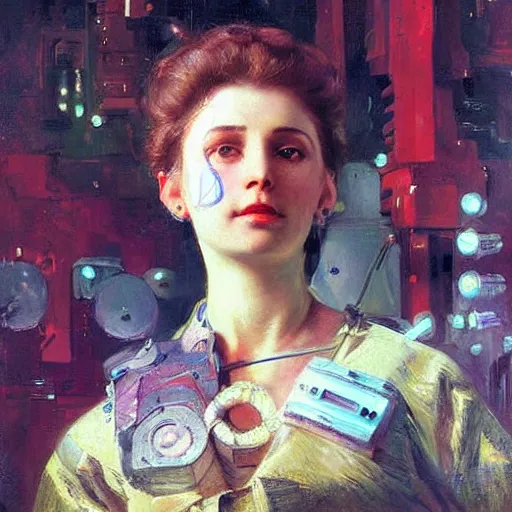 Image similar to portrait of a sci - fi woman, by nikolay makovsky.