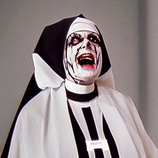 Prompt: sister mary clarence as the nun horror zombie ( no gore )