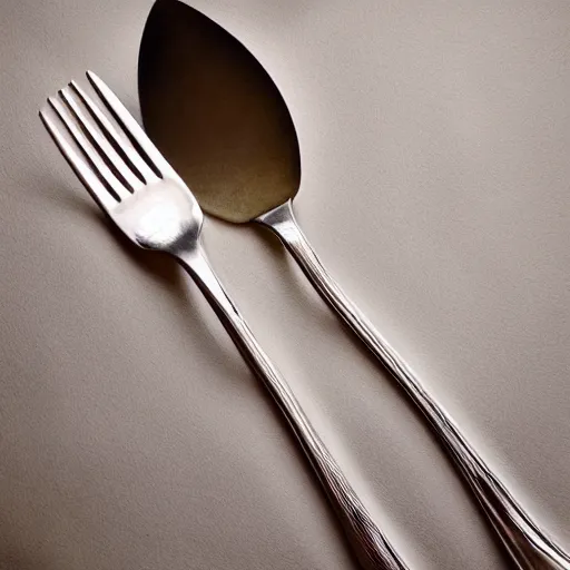 Image similar to beautiful fork portrait photo of fork in style of fork, cosmopolitan glamour fashion magazine photoshoot edition, highly detailed, focus on fork, soft lighting with text HIVE FORK