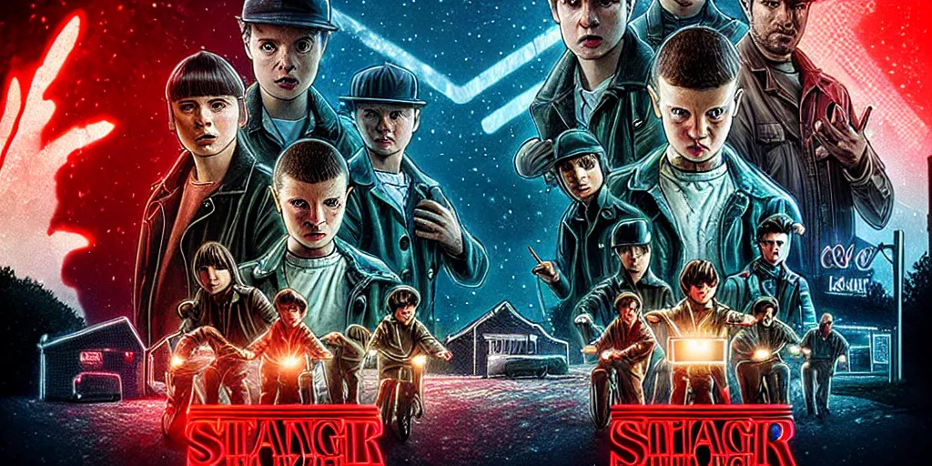 Image similar to killian murphy tomas shelby in stranger things, movie poster, featured on artstation, detailed, high resolution