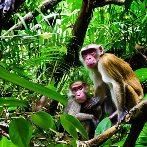 Prompt: monkeys in the jungle