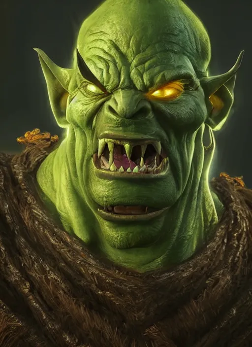 Image similar to dnd orc ultra detailed fantasy, elden ring, realistic, dnd character portrait, full body, dnd, rpg, lotr game design fanart by concept art, behance hd, artstation, deviantart, global illumination radiating a glowing aura global illumination ray tracing hdr render in unreal engine 5