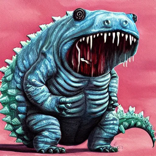 Prompt: realistic painting of a tardigrade kaiju, godzilla