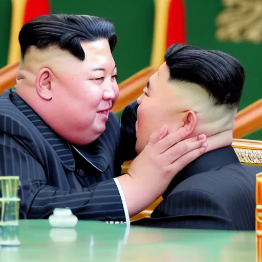 Image similar to kim jong un kissing joe biden