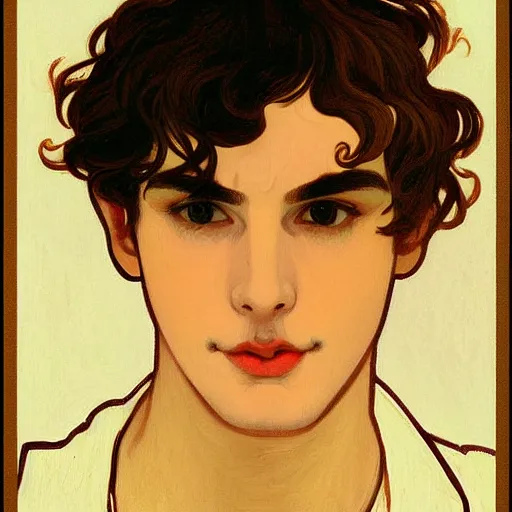 Image similar to painting of young cute handsome beautiful dark medium wavy hair man in his 2 0 s named shadow taehyung at the halloween pumpkin jack o'lantern party, depressed, melancholy, autumn, japan, elegant, clear, painting, stylized, delicate, soft facial features, delicate facial features, soft art, art by alphonse mucha, vincent van gogh, egon schiele