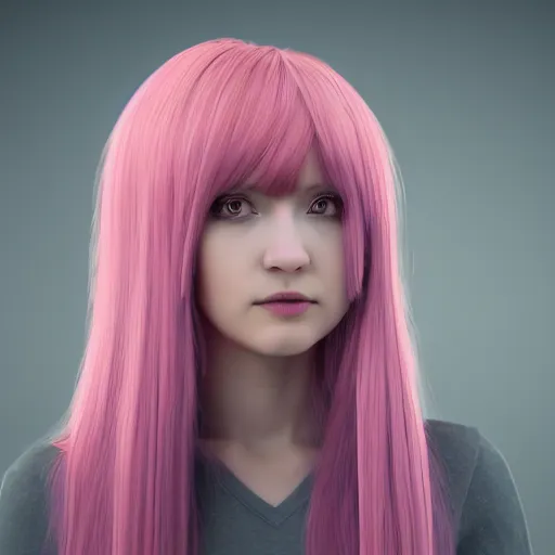 Prompt: A portrait of Nikki from Shining Nikki, a 3d cgi toon young woman with long pink hair, full bangs, amber eyes, pale smooth skin, Chinese, medium shot, mid-shot, soft focus, 4k, trending on artstation
