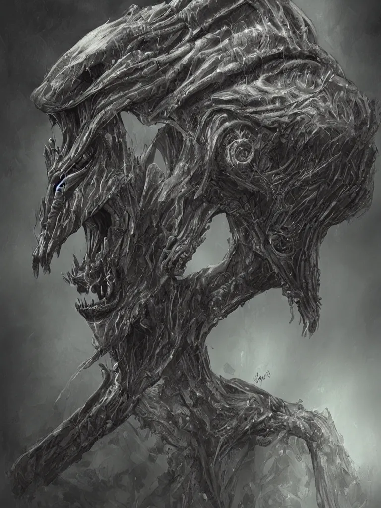 Image similar to a creepy alien looking creature, concept art, digital art, detailed