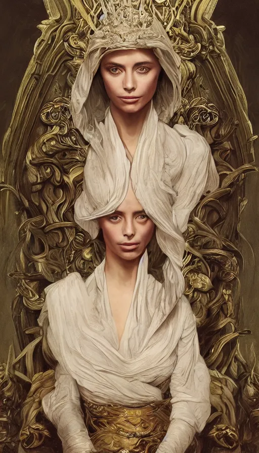 Image similar to emanuelle beart, traditional clothing, fame of thrones, fibonacci, sweat drops, intricate fashion clothing, insane, intricate, highly detailed, surrealistic, digital painting, artstation, concept art, smooth, sharp focus, illustration, unreal engine 5, 8 k, art by artgerm and greg rutkowski and alphonse mucha