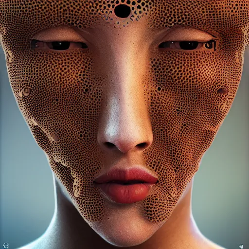 Image similar to trypophobia as a person, trending on artstation, artstation portrait!!!!!, cgsociety contest winner, 4 k photorealism, 4 k quality