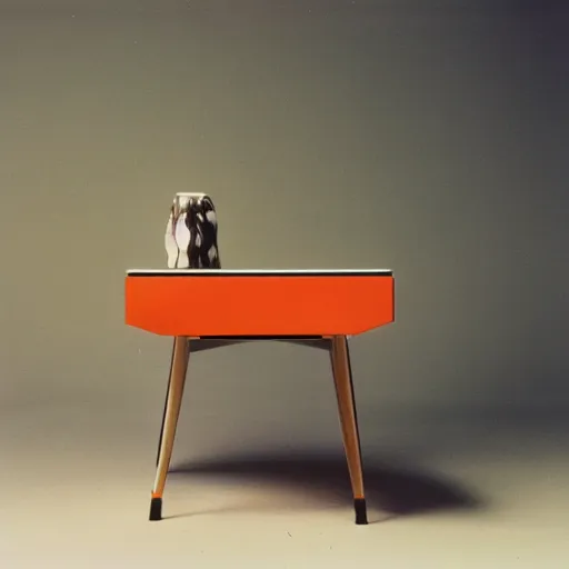 Prompt: A 1960s shot of minimalist, abstract furniture, sales catalog product photography, studio lighting, Velvia 100