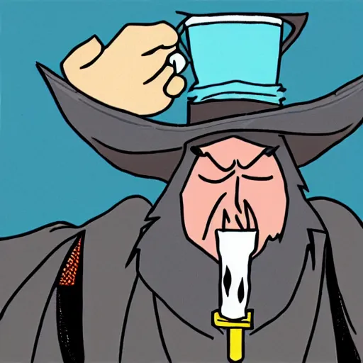 Image similar to angry wizard drinking water