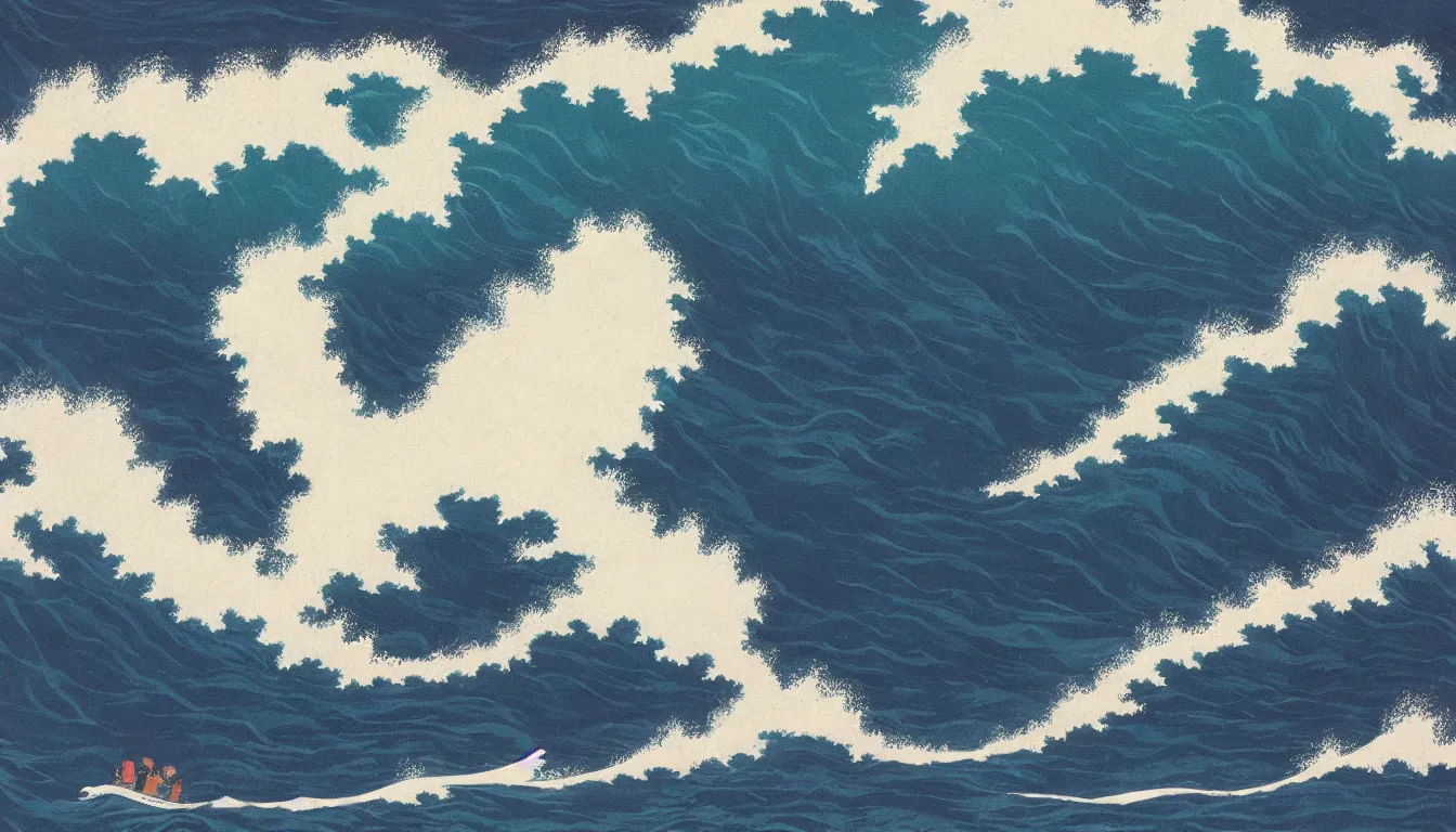 Image similar to big wave, japanese illustration