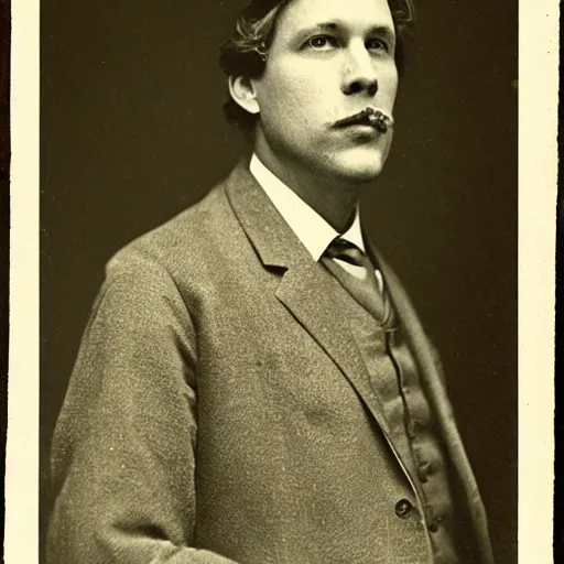 Image similar to a photograph of tucker carlson taken in 1 8 9 4