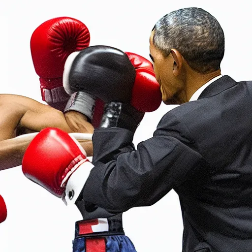 Prompt: barack obama having a boxing match against darth vader