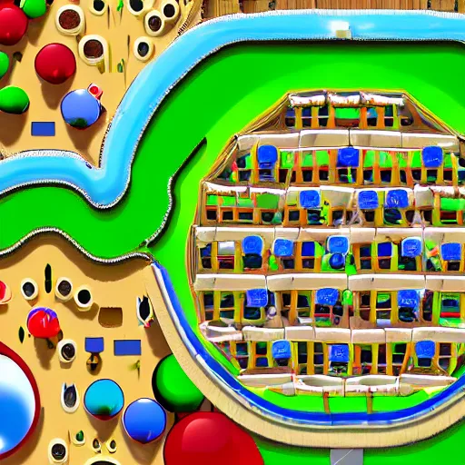 Image similar to pov from a bloon in bloons tower defense