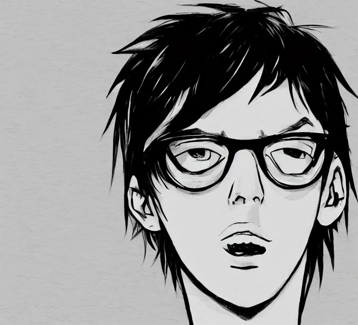 Image similar to a digital drawing of young neil cicierega in a emo / scene style, trending on pixiv,