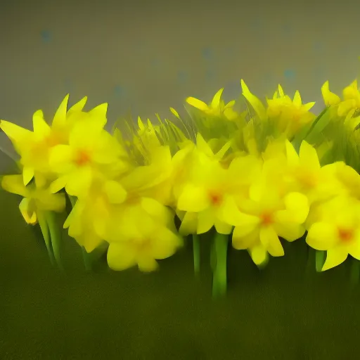 Prompt: smiling daffodils with googly eyes, 3 d rendered, unreal engine, octane render