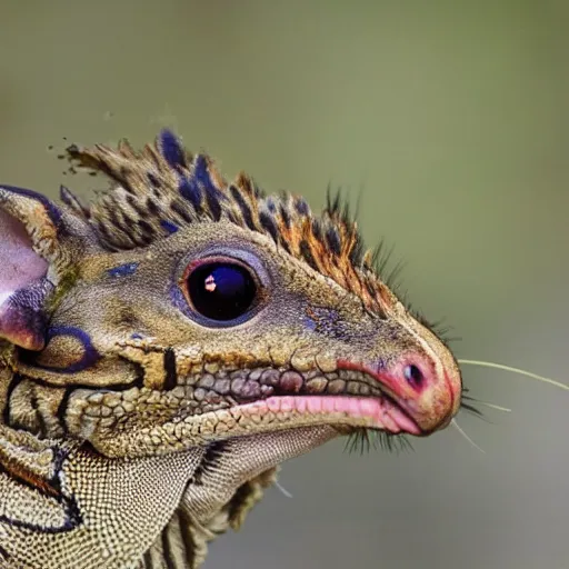 Prompt: a photo of a feathered mouse potato lizard kangaroo onion hippo tiger ostrich sparrow snake cooking dinner vibrant colours award winning nature photography nightmarish evil