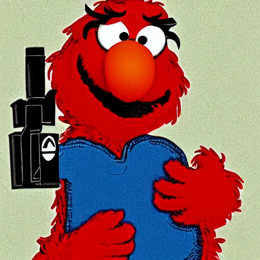 Image similar to Elmo with a gun basic illustration