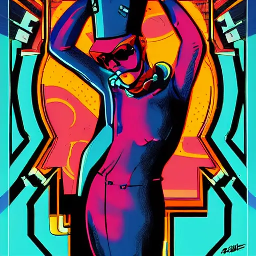 Image similar to retro futurist illustration art by butcher billy