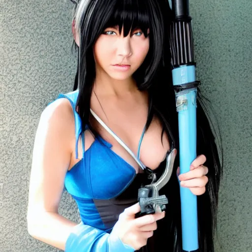 Prompt: supermodel girl cosplay as rinoa from final fantasy