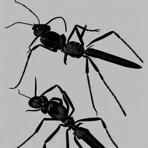 Image similar to soldier ant, black and white, botanical illustration