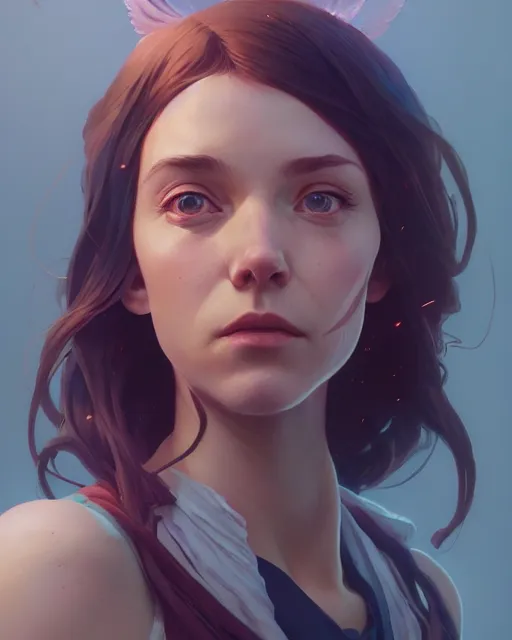 Image similar to highly detailed vfx portrait of else, unreal engine, greg rutkowski, loish, rhads, beeple, makoto shinkai and lois van baarle, ilya kuvshinov, rossdraws, tom bagshaw, alphonse mucha, global illumination, detailed and intricate environment